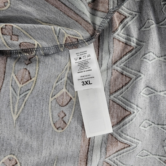 LuLaRoe Long Sleeve Emily Dress in Green and Brown - Picture 3 of 4